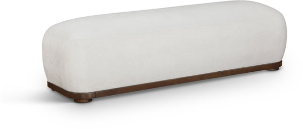 Meridian Furniture Calum Mid-century Chenille Upholstered Bench with Tapered Wood Legs for Bedroom Entryway Cream Style 3 22089Cream