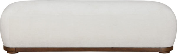 Meridian Furniture Calum Mid-century Chenille Upholstered Bench with Tapered Wood Legs for Bedroom Entryway Cream Style 3 22089Cream