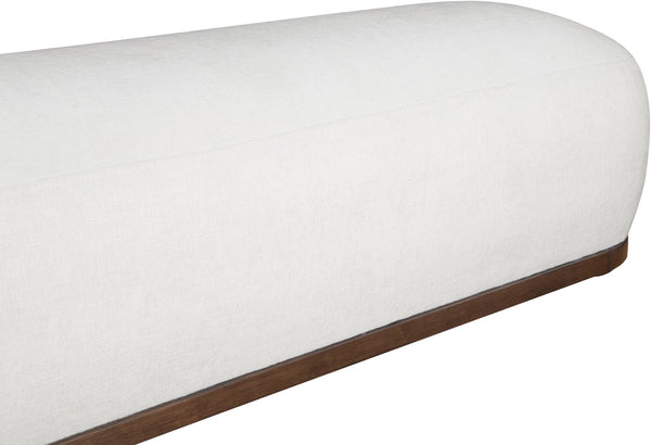 Meridian Furniture Calum Mid-century Chenille Upholstered Bench with Tapered Wood Legs for Bedroom Entryway Cream Style 3 22089Cream