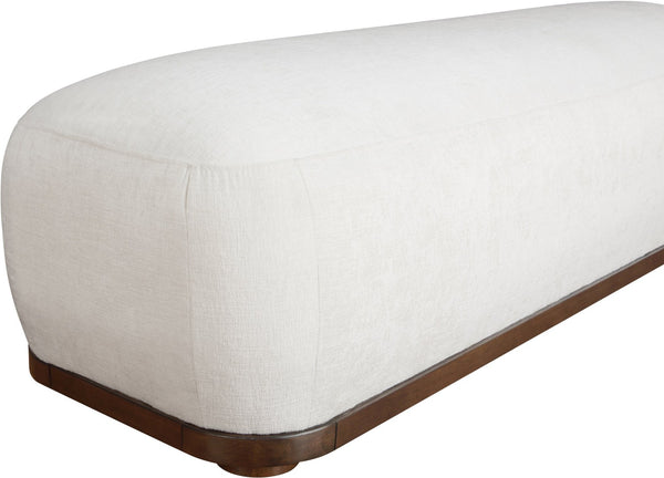 Meridian Furniture Calum Mid-century Chenille Upholstered Bench with Tapered Wood Legs for Bedroom Entryway Cream Style 3 22089Cream