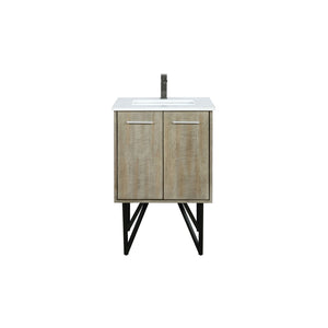 English Elm Rustic Acacia Bath Vanity 24" W With White Quartz Top & Gun Metal Faucet – Stylish Storage Solution! B2731P259591-GIGA