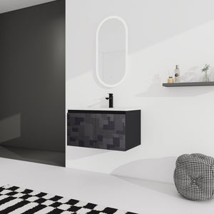 English Elm 30'' Floating Wall-Mounted Bathroom Vanity Set With Ceramic Sink, Soft-Close Doors & Modern Design W999S00209