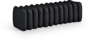 Meridian Furniture Atticus Art Deco Vegan Leather Upholstered Bench with Segmented Panel Design for Bedroom Entryway Black 22091Black