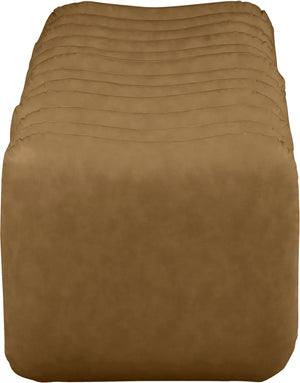 Meridian Furniture Atticus Art Deco Vegan Leather Upholstered Bench with Segmented Panel Design for Bedroom Entryway Brown 22091Brown