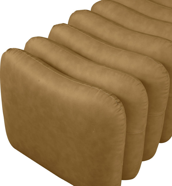 Meridian Furniture Atticus Art Deco Vegan Leather Upholstered Bench with Segmented Panel Design for Bedroom Entryway Brown 22091Brown