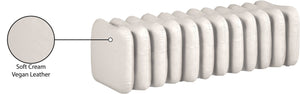 Meridian Furniture Atticus Art Deco Vegan Leather Upholstered Bench with Segmented Panel Design for Bedroom Entryway Cream 22091Cream