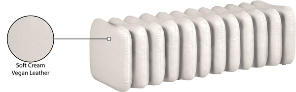 Meridian Furniture Atticus Art Deco Vegan Leather Upholstered Bench with Segmented Panel Design for Bedroom Entryway Cream 22091Cream