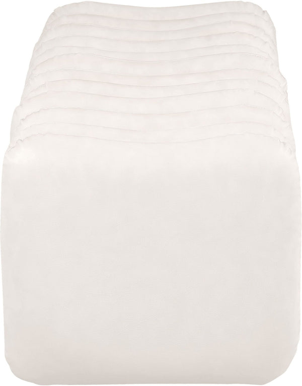Meridian Furniture Atticus Art Deco Vegan Leather Upholstered Bench with Segmented Panel Design for Bedroom Entryway Cream 22091Cream