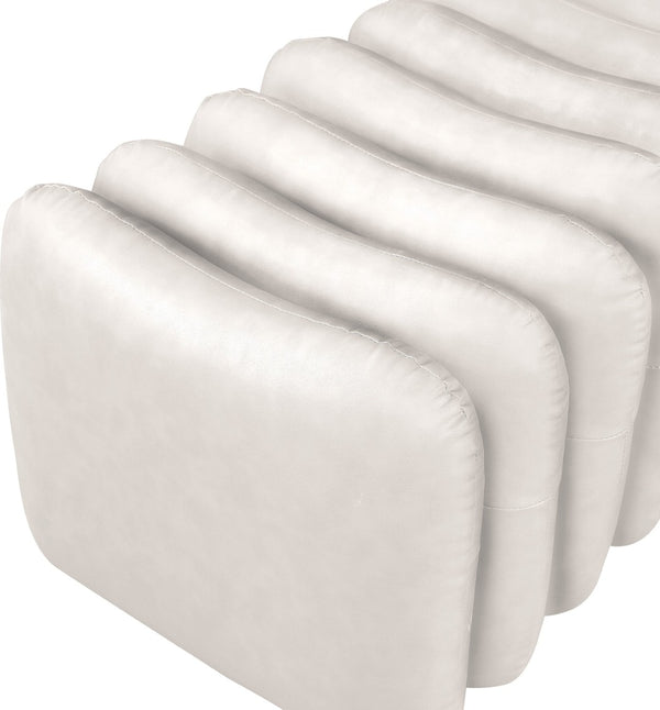 Meridian Furniture Atticus Art Deco Vegan Leather Upholstered Bench with Segmented Panel Design for Bedroom Entryway Cream 22091Cream