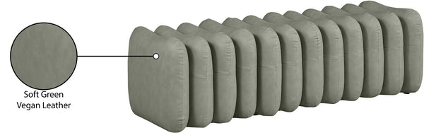 Meridian Furniture Atticus Art Deco Vegan Leather Upholstered Bench with Segmented Panel Design for Bedroom Entryway Green 22091Green