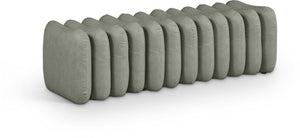 Meridian Furniture Atticus Art Deco Vegan Leather Upholstered Bench with Segmented Panel Design for Bedroom Entryway Green 22091Green