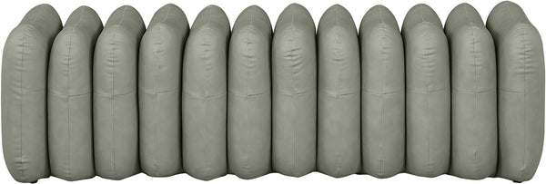 Meridian Furniture Atticus Art Deco Vegan Leather Upholstered Bench with Segmented Panel Design for Bedroom Entryway Green 22091Green