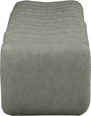 Meridian Furniture Atticus Art Deco Vegan Leather Upholstered Bench with Segmented Panel Design for Bedroom Entryway Green 22091Green