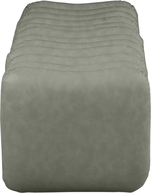 Meridian Furniture Atticus Art Deco Vegan Leather Upholstered Bench with Segmented Panel Design for Bedroom Entryway Green 22091Green