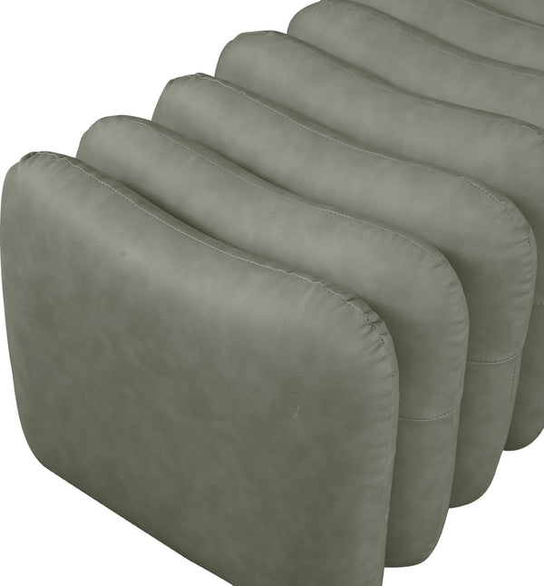 Meridian Furniture Atticus Art Deco Vegan Leather Upholstered Bench with Segmented Panel Design for Bedroom Entryway Green 22091Green