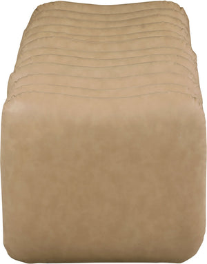 Meridian Furniture Atticus Art Deco Vegan Leather Upholstered Bench with Segmented Panel Design for Bedroom Entryway Tan 22091Tan