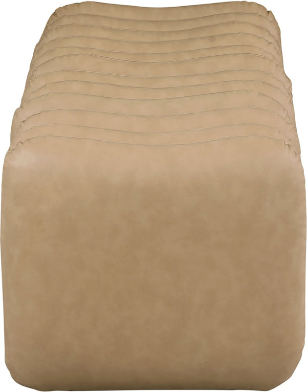 Meridian Furniture Atticus Art Deco Vegan Leather Upholstered Bench with Segmented Panel Design for Bedroom Entryway Tan 22091Tan