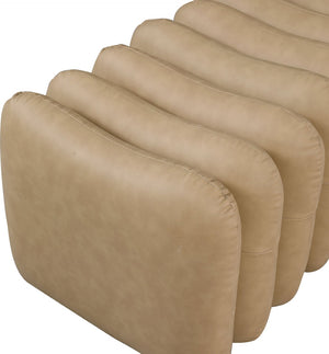 Meridian Furniture Atticus Art Deco Vegan Leather Upholstered Bench with Segmented Panel Design for Bedroom Entryway Tan 22091Tan