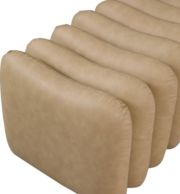 Meridian Furniture Atticus Art Deco Vegan Leather Upholstered Bench with Segmented Panel Design for Bedroom Entryway Tan 22091Tan