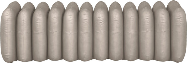 Meridian Furniture Atticus Art Deco Vegan Leather Upholstered Bench with Segmented Panel Design for Bedroom Entryway Taupe 22091Taupe