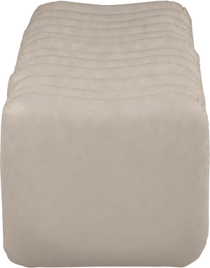 Meridian Furniture Atticus Art Deco Vegan Leather Upholstered Bench with Segmented Panel Design for Bedroom Entryway Taupe 22091Taupe