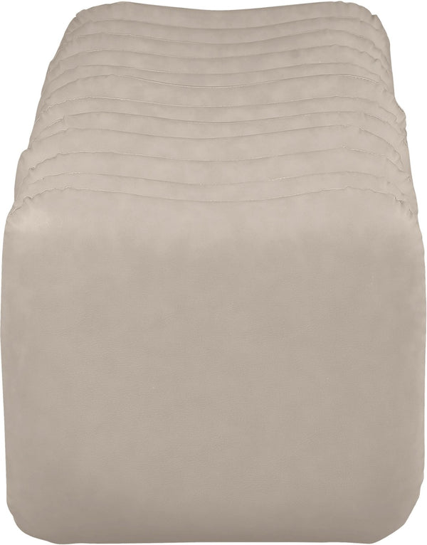 Meridian Furniture Atticus Art Deco Vegan Leather Upholstered Bench with Segmented Panel Design for Bedroom Entryway Taupe 22091Taupe