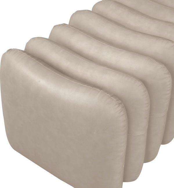 Meridian Furniture Atticus Art Deco Vegan Leather Upholstered Bench with Segmented Panel Design for Bedroom Entryway Taupe 22091Taupe