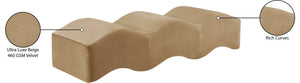 Meridian Furniture Wave Sculptural Curved Velvet Upholstered Bench for Bedroom Entryway or Living Room Accent Beige 22092Beige