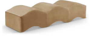 Meridian Furniture Wave Sculptural Curved Velvet Upholstered Bench for Bedroom Entryway or Living Room Accent Beige 22092Beige