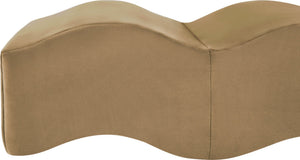 Meridian Furniture Wave Sculptural Curved Velvet Upholstered Bench for Bedroom Entryway or Living Room Accent Beige 22092Beige