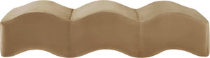 Meridian Furniture Wave Sculptural Curved Velvet Upholstered Bench for Bedroom Entryway or Living Room Accent Beige 22092Beige