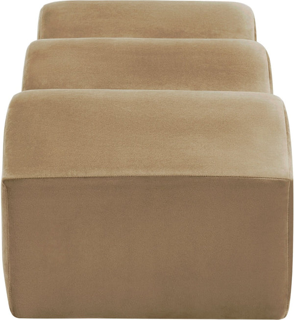 Meridian Furniture Wave Sculptural Curved Velvet Upholstered Bench for Bedroom Entryway or Living Room Accent Beige 22092Beige
