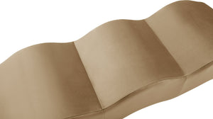 Meridian Furniture Wave Sculptural Curved Velvet Upholstered Bench for Bedroom Entryway or Living Room Accent Beige 22092Beige