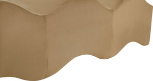 Meridian Furniture Wave Sculptural Curved Velvet Upholstered Bench for Bedroom Entryway or Living Room Accent Beige 22092Beige