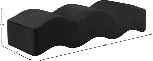 Meridian Furniture Wave Sculptural Curved Velvet Upholstered Bench for Bedroom Entryway or Living Room Accent Black 22092Black