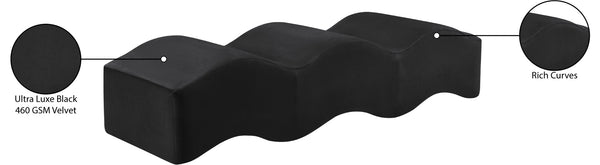 Meridian Furniture Wave Sculptural Curved Velvet Upholstered Bench for Bedroom Entryway or Living Room Accent Black 22092Black