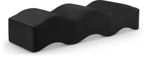 Meridian Furniture Wave Sculptural Curved Velvet Upholstered Bench for Bedroom Entryway or Living Room Accent Black 22092Black