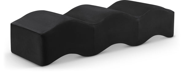 Meridian Furniture Wave Sculptural Curved Velvet Upholstered Bench for Bedroom Entryway or Living Room Accent Black 22092Black