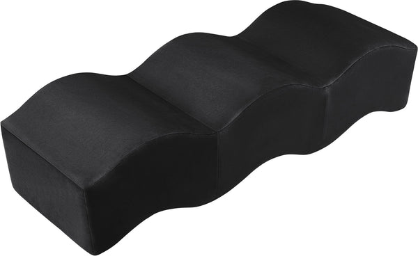 Meridian Furniture Wave Sculptural Curved Velvet Upholstered Bench for Bedroom Entryway or Living Room Accent Black 22092Black