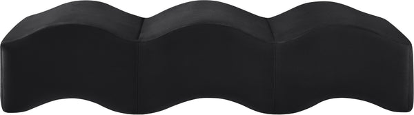 Meridian Furniture Wave Sculptural Curved Velvet Upholstered Bench for Bedroom Entryway or Living Room Accent Black 22092Black