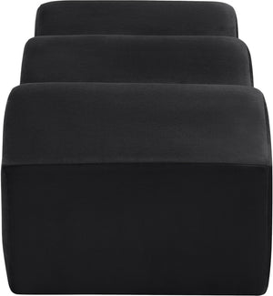 Meridian Furniture Wave Sculptural Curved Velvet Upholstered Bench for Bedroom Entryway or Living Room Accent Black 22092Black