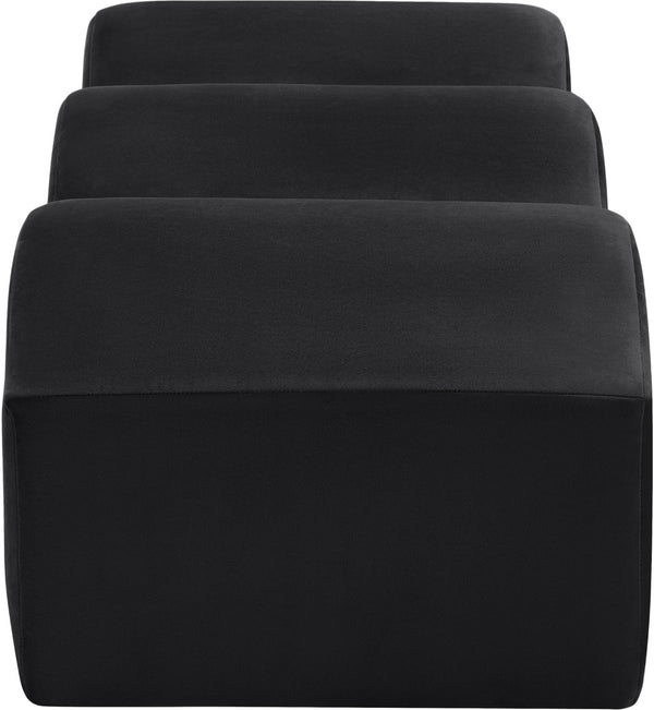 Meridian Furniture Wave Sculptural Curved Velvet Upholstered Bench for Bedroom Entryway or Living Room Accent Black 22092Black