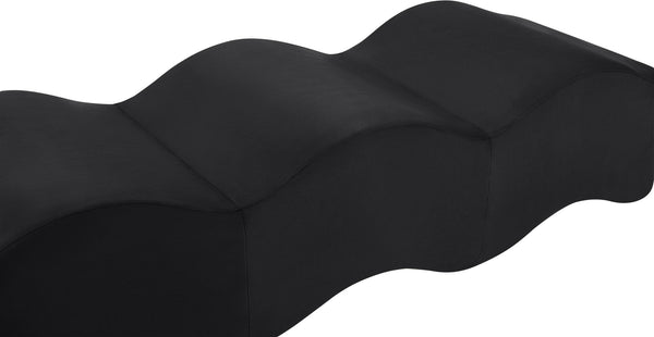 Meridian Furniture Wave Sculptural Curved Velvet Upholstered Bench for Bedroom Entryway or Living Room Accent Black 22092Black