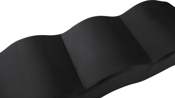 Meridian Furniture Wave Sculptural Curved Velvet Upholstered Bench for Bedroom Entryway or Living Room Accent Black 22092Black