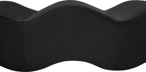 Meridian Furniture Wave Sculptural Curved Velvet Upholstered Bench for Bedroom Entryway or Living Room Accent Black 22092Black