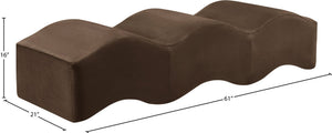 Meridian Furniture Wave Sculptural Curved Velvet Upholstered Bench for Bedroom Entryway or Living Room Accent Brown 22092Brown