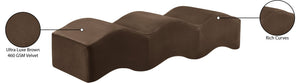 Meridian Furniture Wave Sculptural Curved Velvet Upholstered Bench for Bedroom Entryway or Living Room Accent Brown 22092Brown