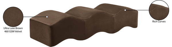 Meridian Furniture Wave Sculptural Curved Velvet Upholstered Bench for Bedroom Entryway or Living Room Accent Brown 22092Brown