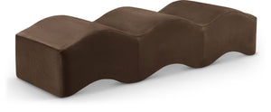 Meridian Furniture Wave Sculptural Curved Velvet Upholstered Bench for Bedroom Entryway or Living Room Accent Brown 22092Brown