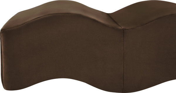 Meridian Furniture Wave Sculptural Curved Velvet Upholstered Bench for Bedroom Entryway or Living Room Accent Brown 22092Brown